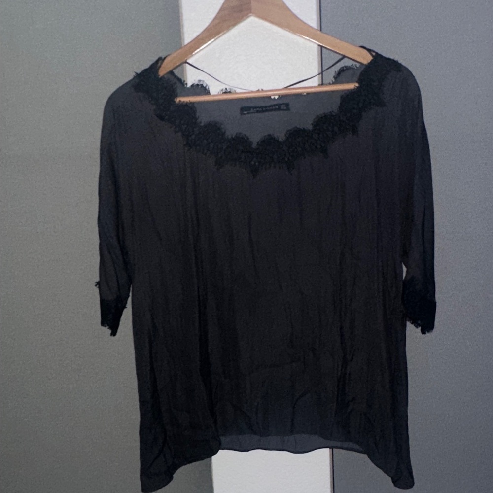 Zara Black Lace Accent Blouse
